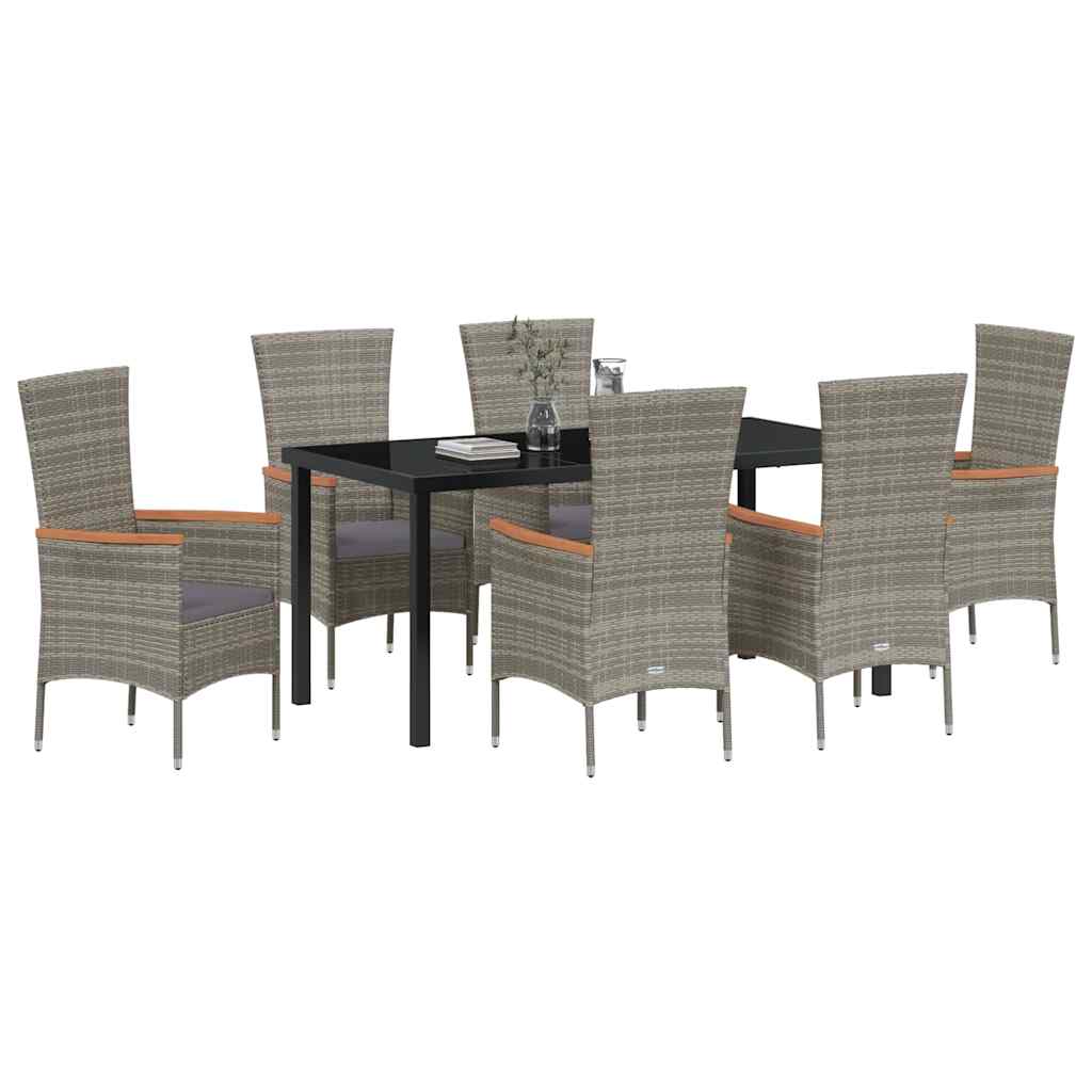 Ensemble de salle à manger pour jardin avec coussin 7 pcs Gris - XIOS