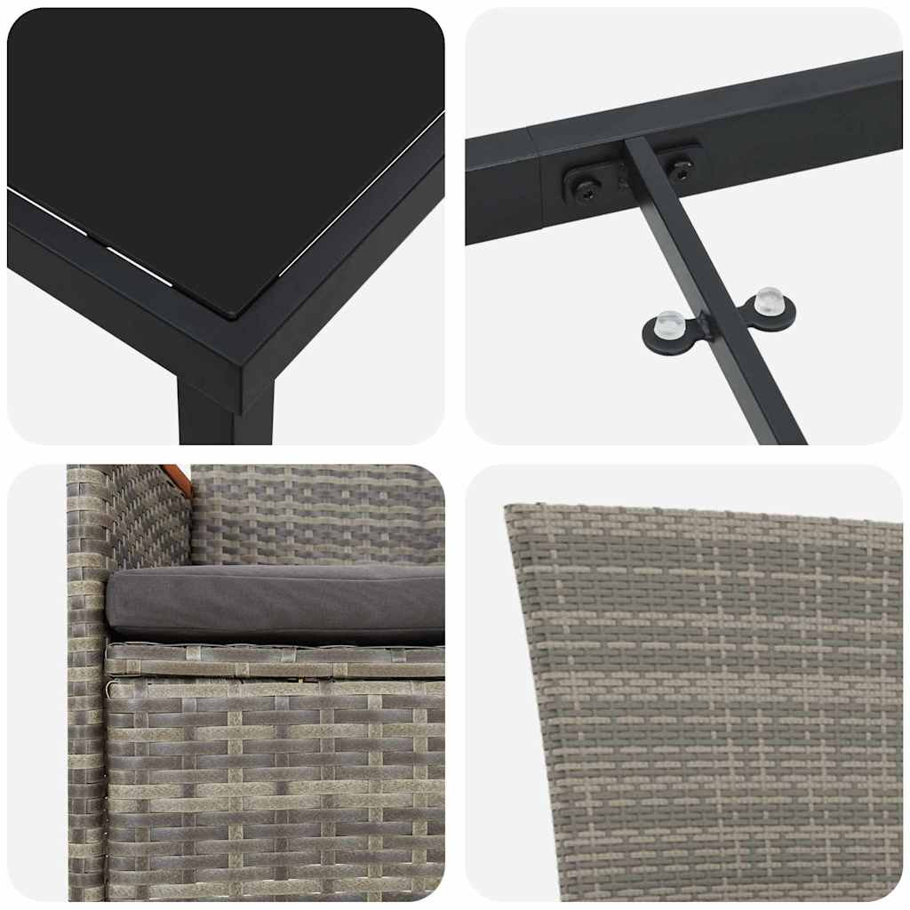 Ensemble de salle à manger pour jardin avec coussin 7 pcs Gris - XIOS