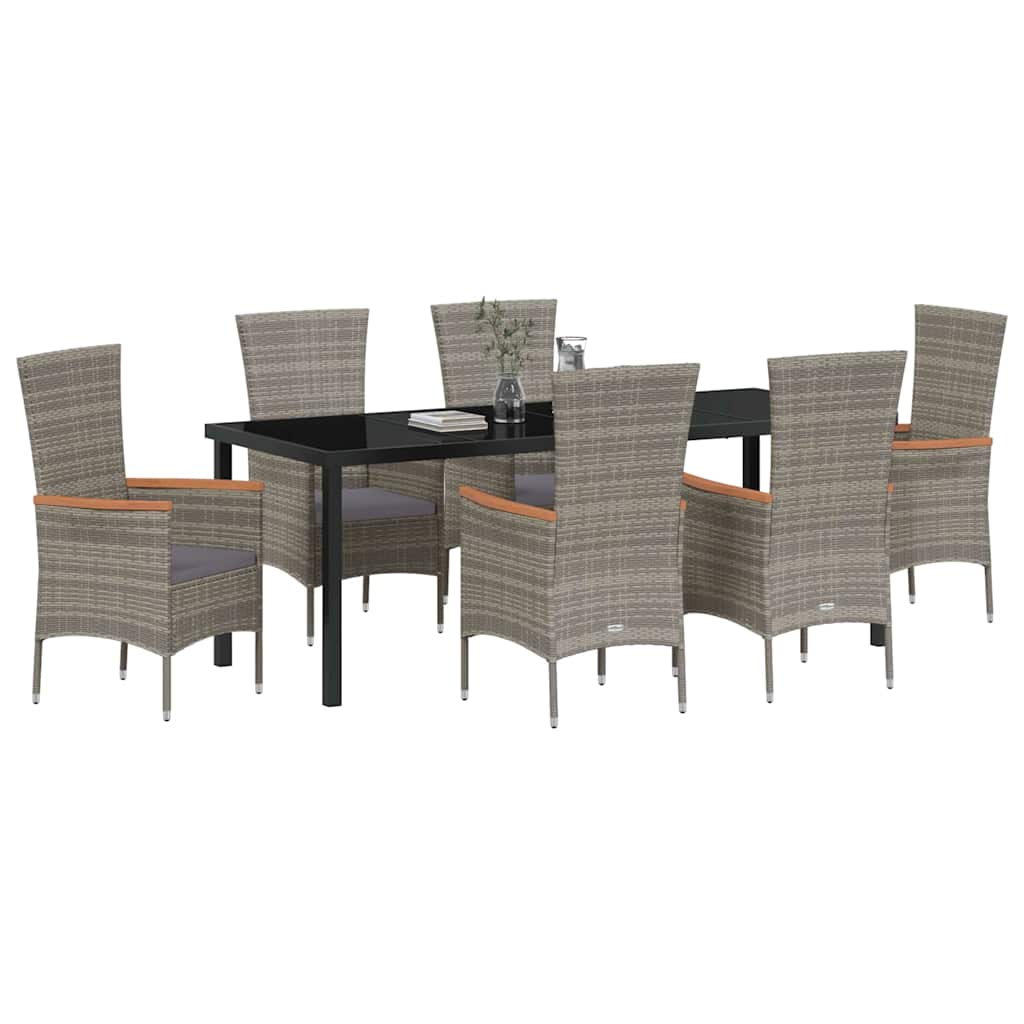 Ensemble de salle à manger pour jardin avec coussin 7 pcs Gris - XIOS