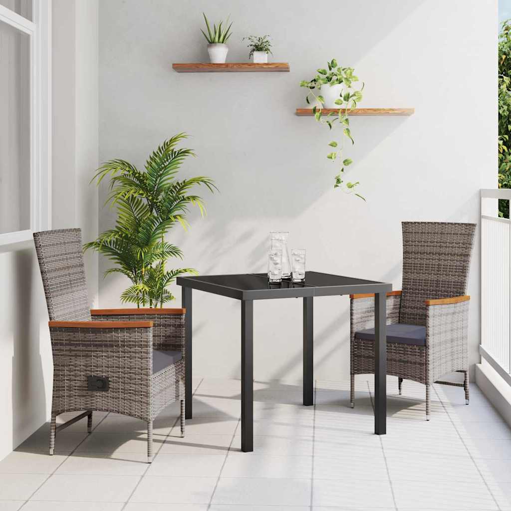 Ensemble de salle à manger pour jardin avec coussin 3 pcs Gris - XIOS