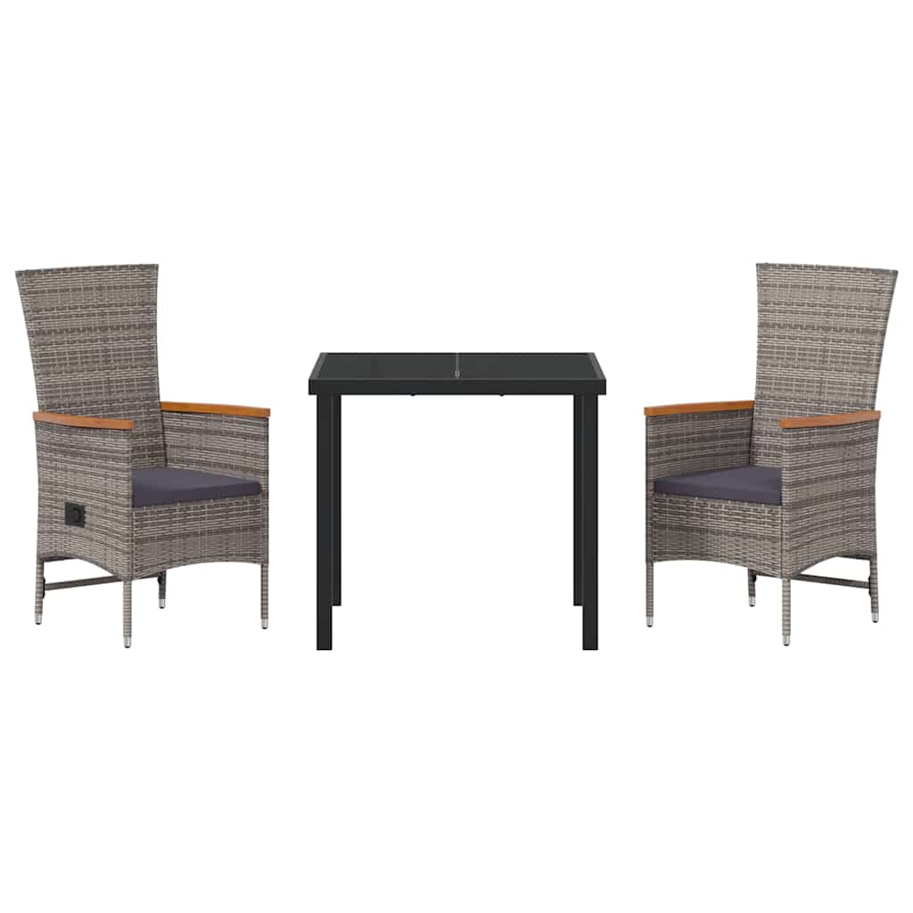Ensemble de salle à manger pour jardin avec coussin 3 pcs Gris - XIOS