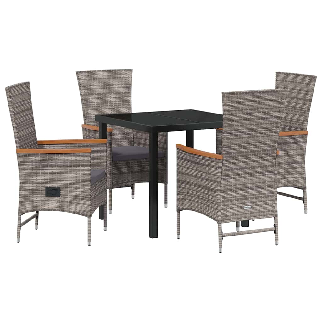 Ensemble de salle à manger pour jardin avec coussin 5 pcs Gris - XIOS
