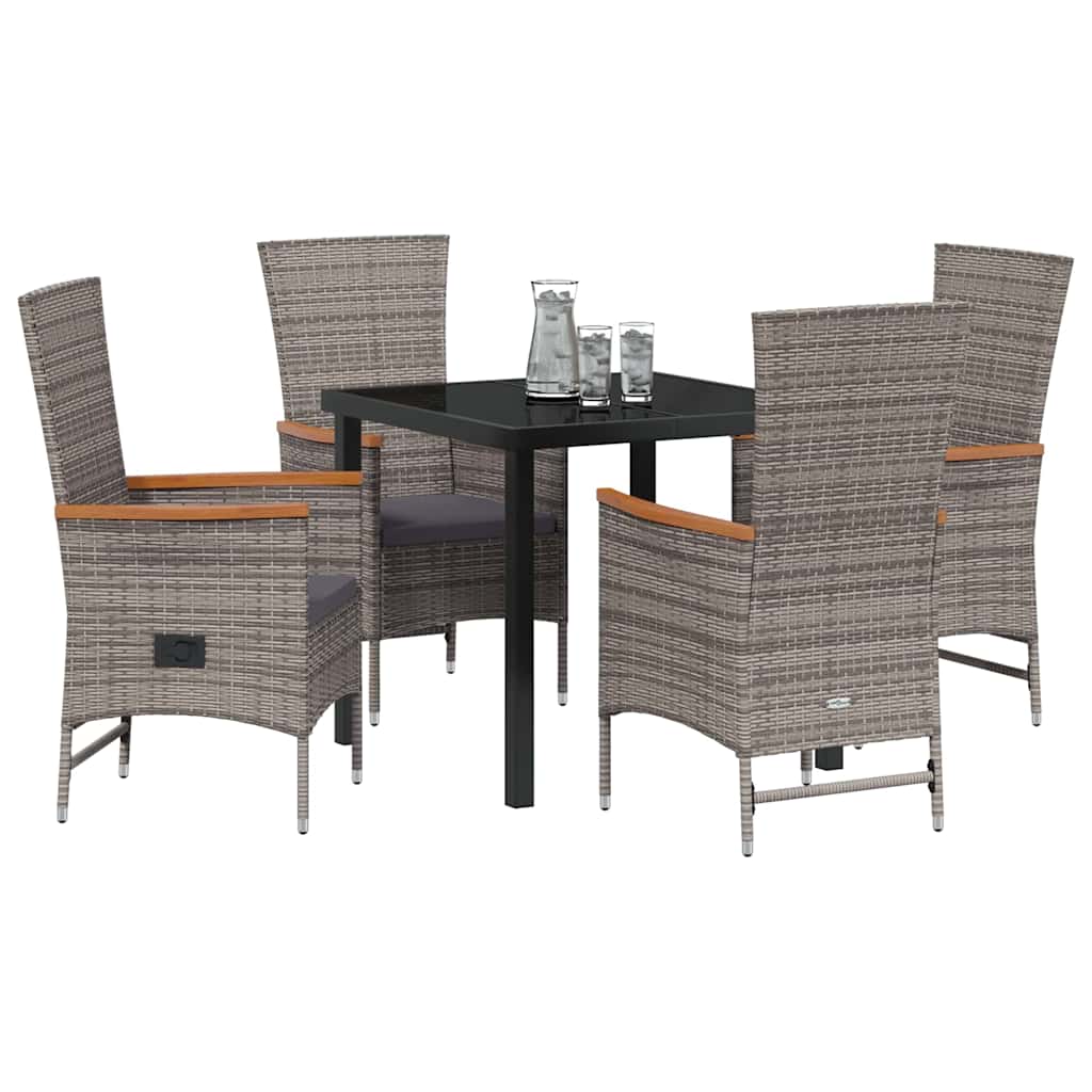 Ensemble de salle à manger pour jardin avec coussin 5 pcs Gris - XIOS
