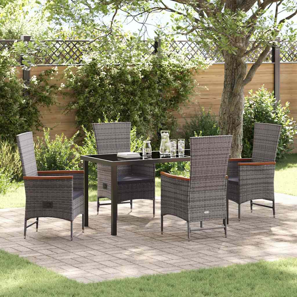 Ensemble de salle à manger pour jardin avec coussin 5 pcs Gris - XIOS
