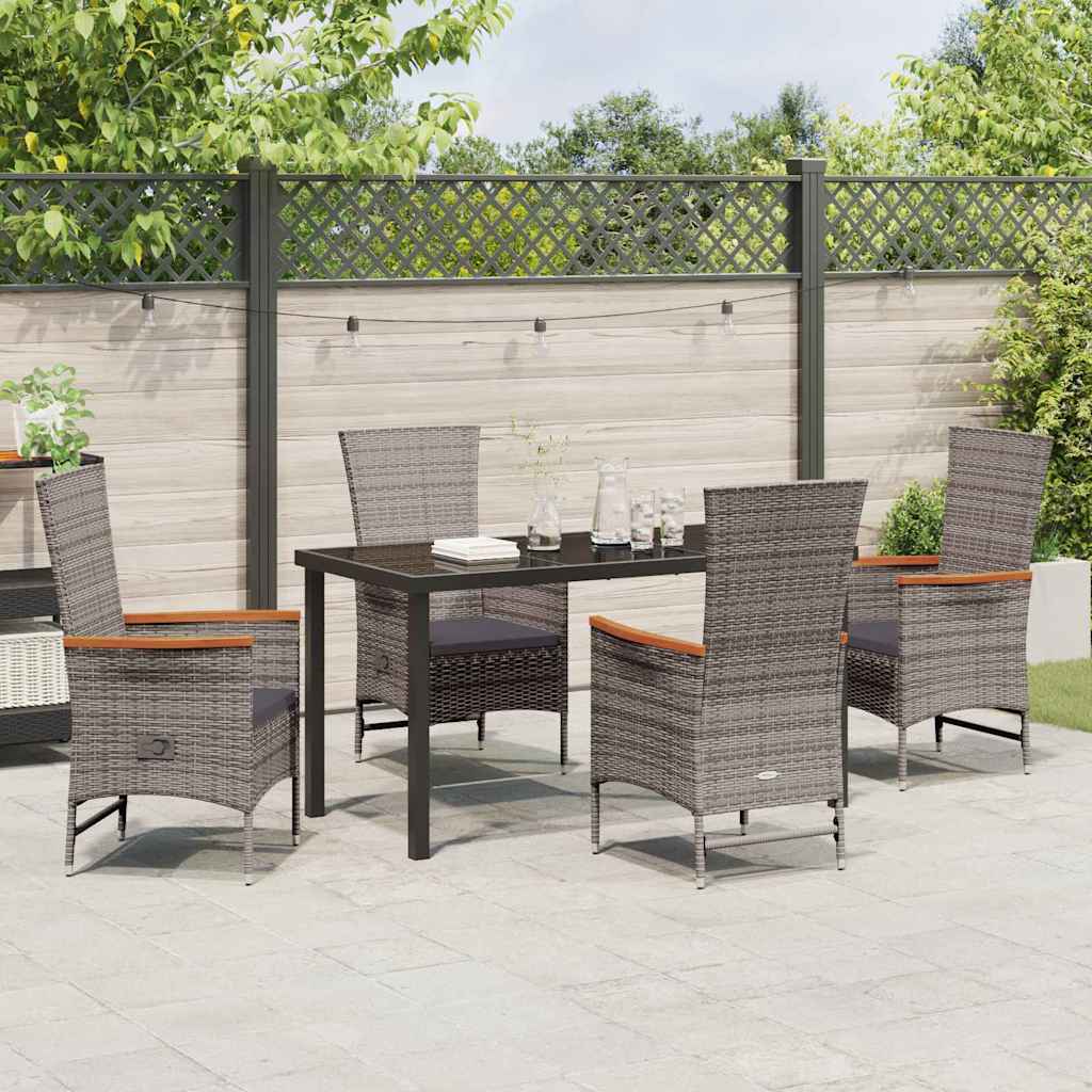 Ensemble de salle à manger pour jardin avec coussin 5 pcs Gris - XIOS