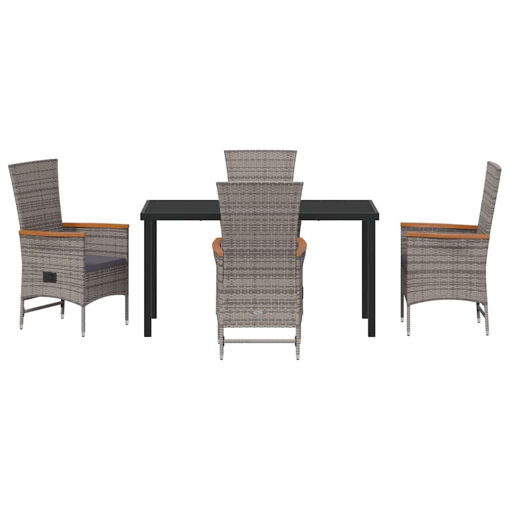 Ensemble de salle à manger pour jardin avec coussin 5 pcs Gris - XIOS