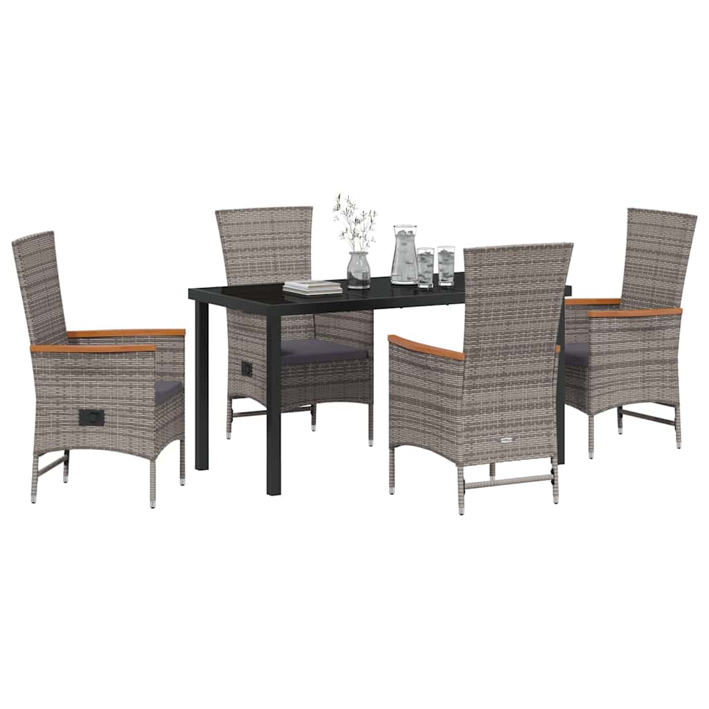 Ensemble de salle à manger pour jardin avec coussin 5 pcs Gris - XIOS
