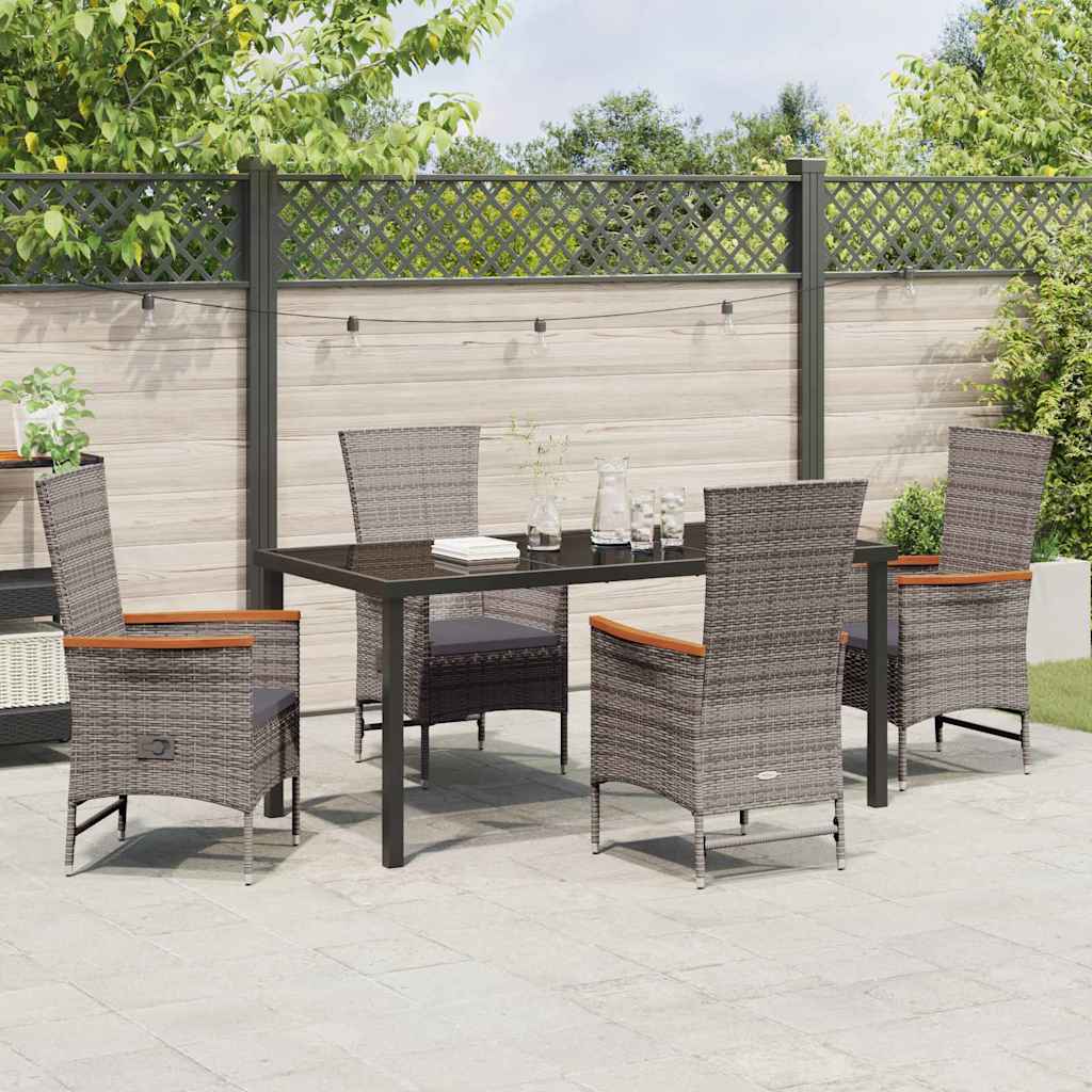 Ensemble de salle à manger pour jardin avec coussin 5 pcs Gris - XIOS