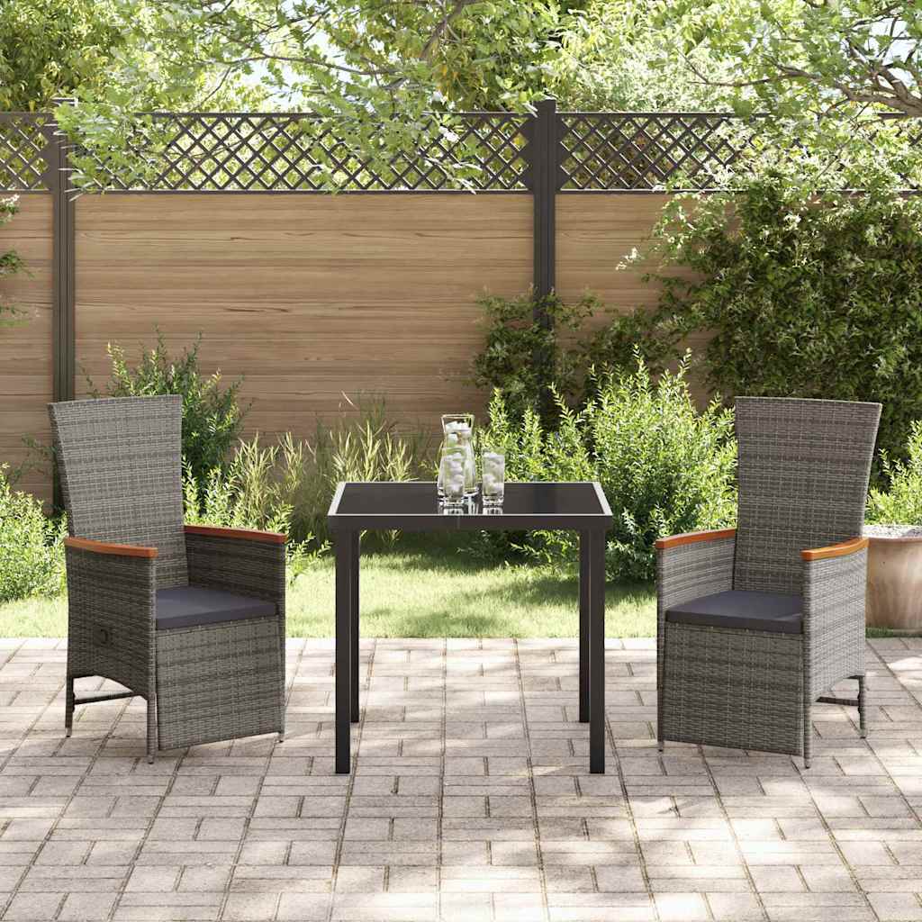 Ensemble de salle à manger pour jardin 3 pcs Gris polyrotin - XIOS