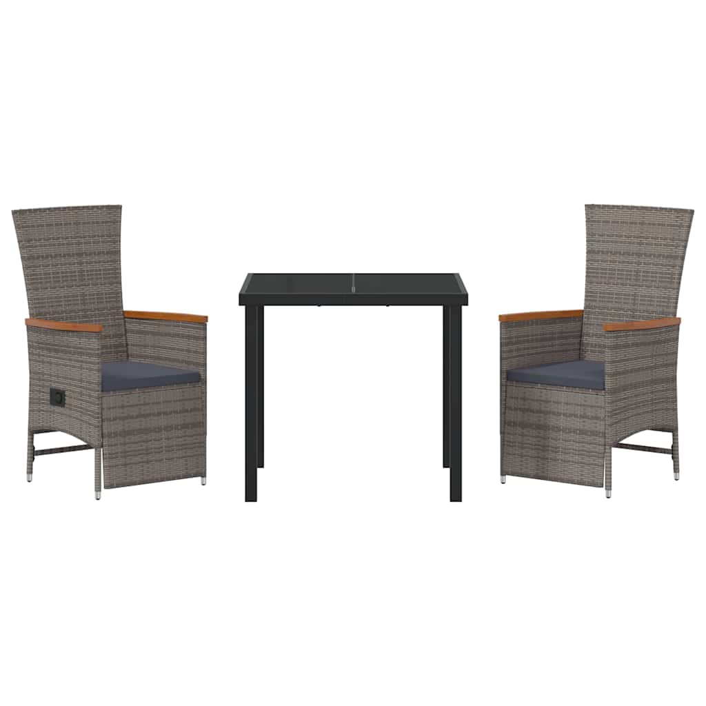 Ensemble de salle à manger pour jardin 3 pcs Gris polyrotin - XIOS