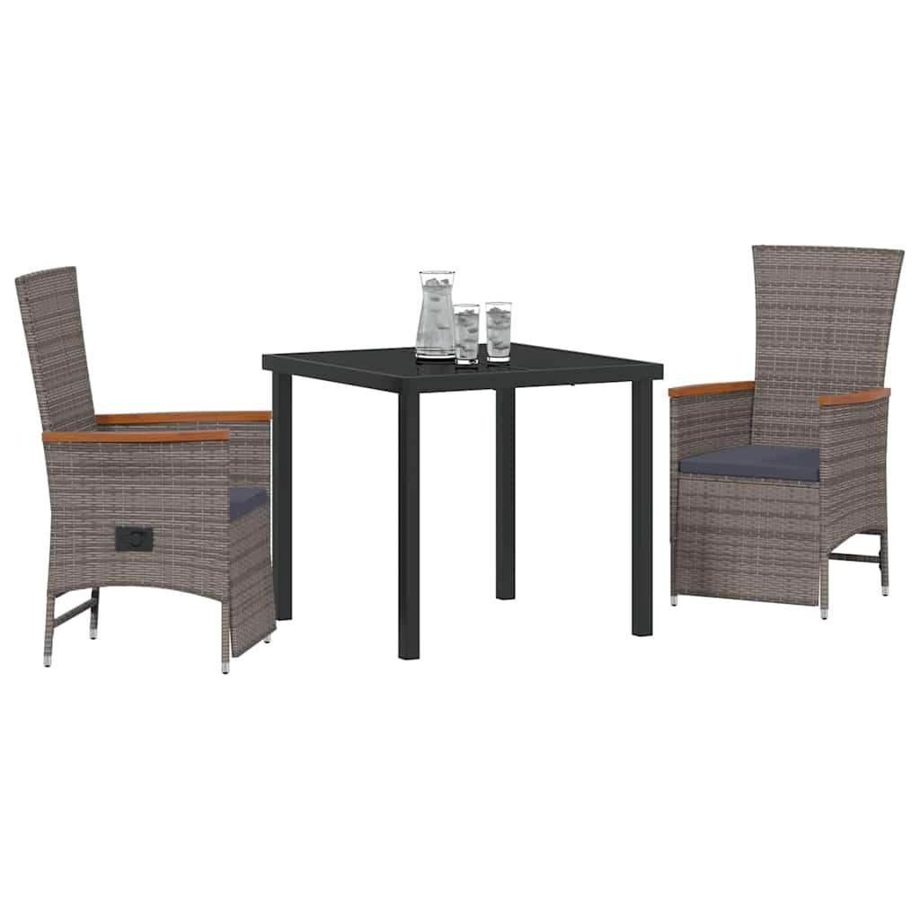 Ensemble de salle à manger pour jardin 3 pcs Gris polyrotin - XIOS