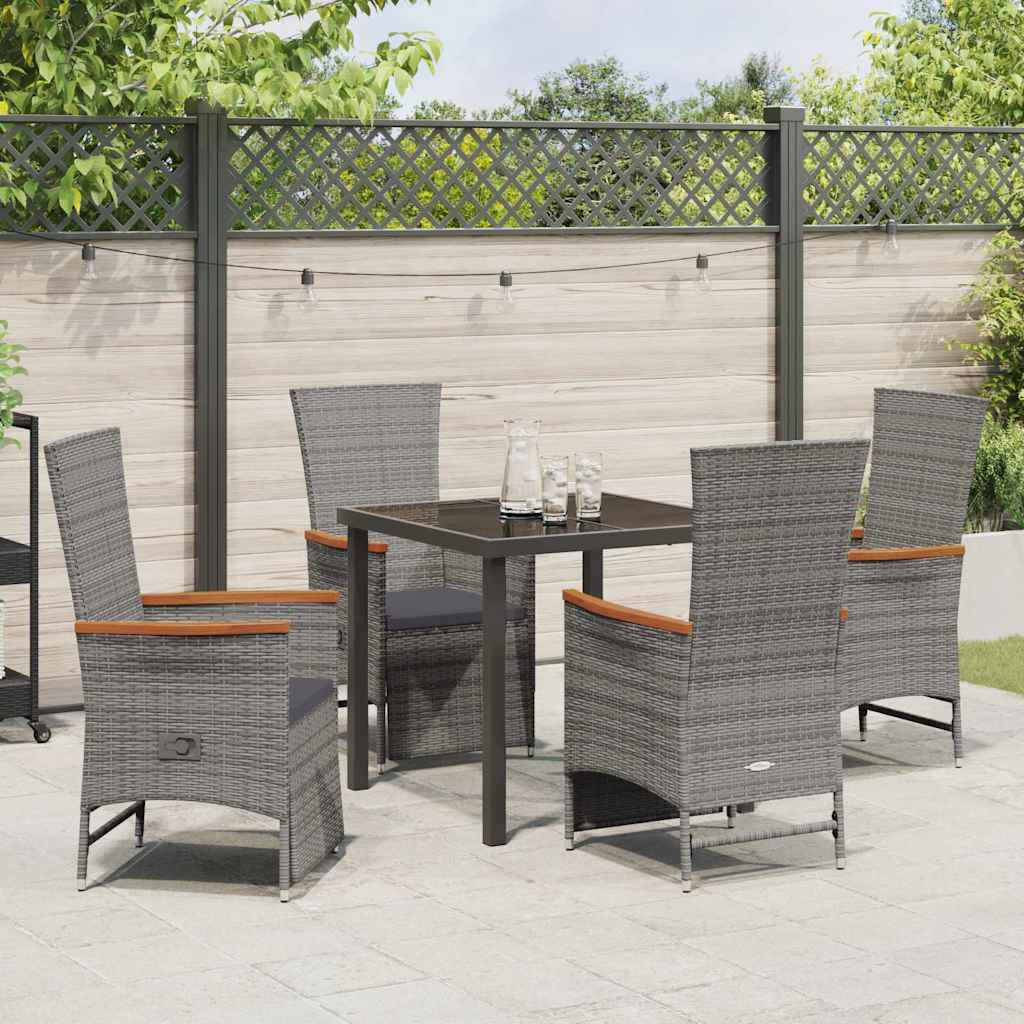 Ensemble de salle à manger pour jardin 5 pcs Gris polyrotin - XIOS