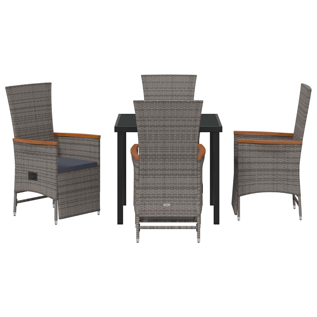 Ensemble de salle à manger pour jardin 5 pcs Gris polyrotin - XIOS