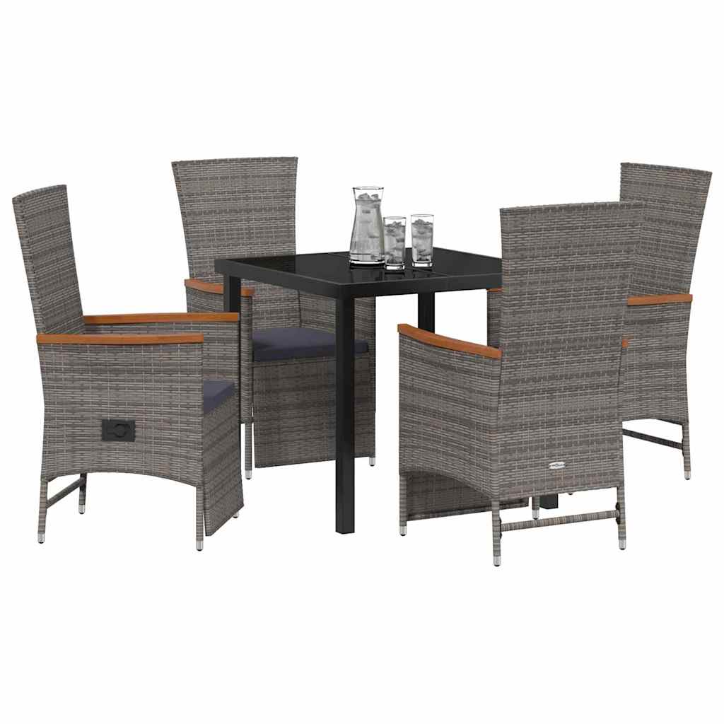 Ensemble de salle à manger pour jardin 5 pcs Gris polyrotin - XIOS