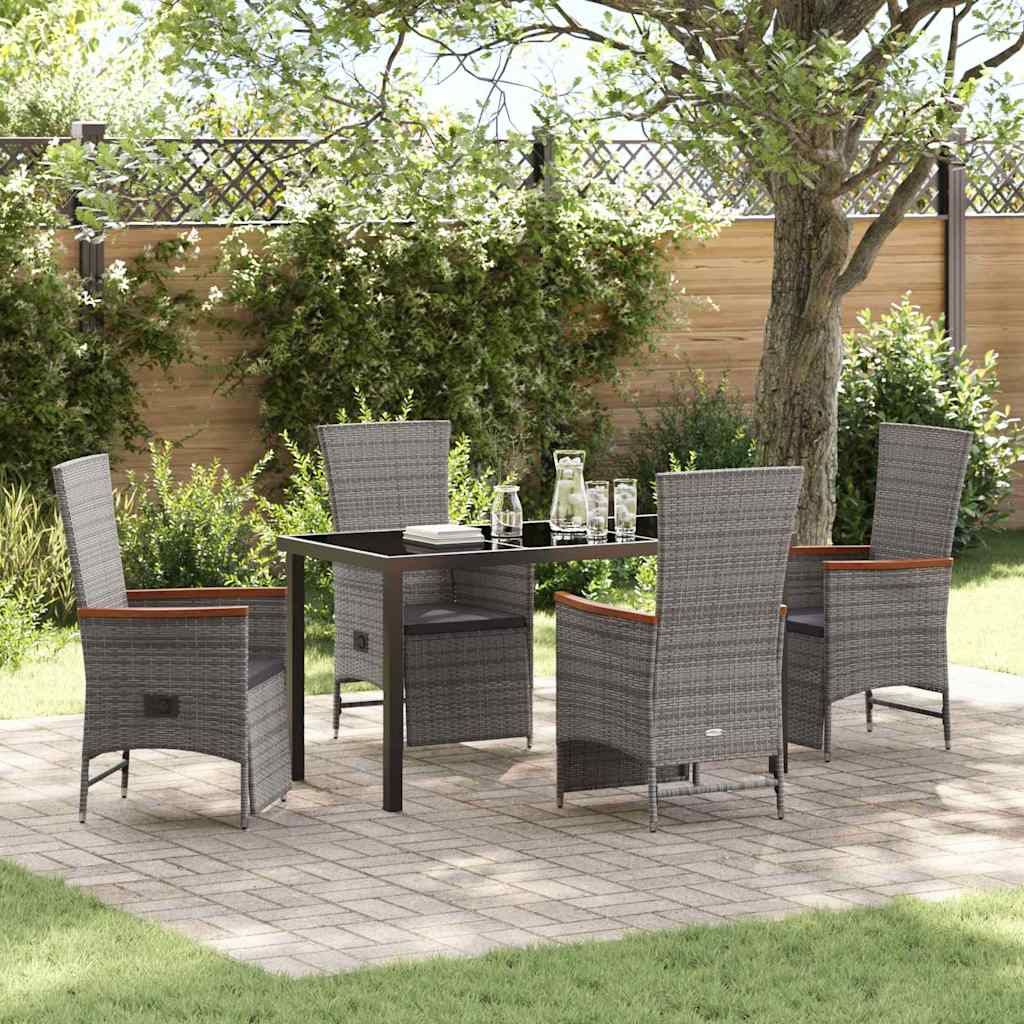 Ensemble de salle à manger pour jardin 5 pcs Gris polyrotin - XIOS