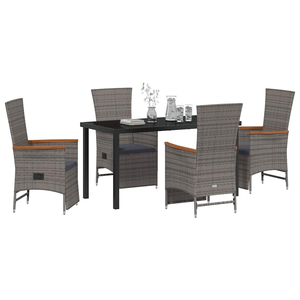 Ensemble de salle à manger pour jardin 5 pcs Gris polyrotin - XIOS
