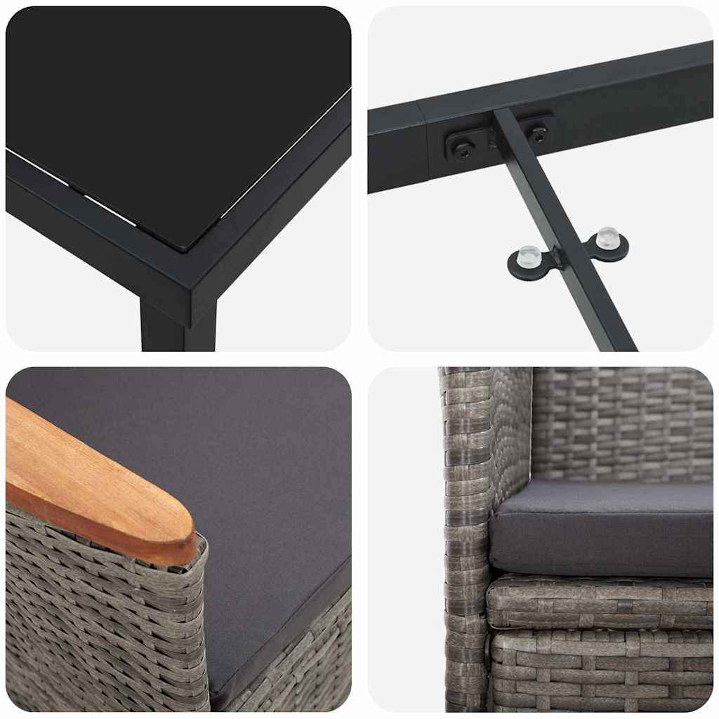 Ensemble de salle à manger pour jardin 5 pcs Gris polyrotin - XIOS