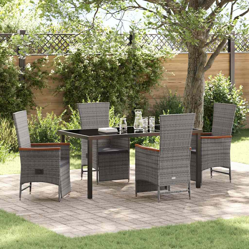 Ensemble de salle à manger pour jardin 5 pcs Gris polyrotin - XIOS