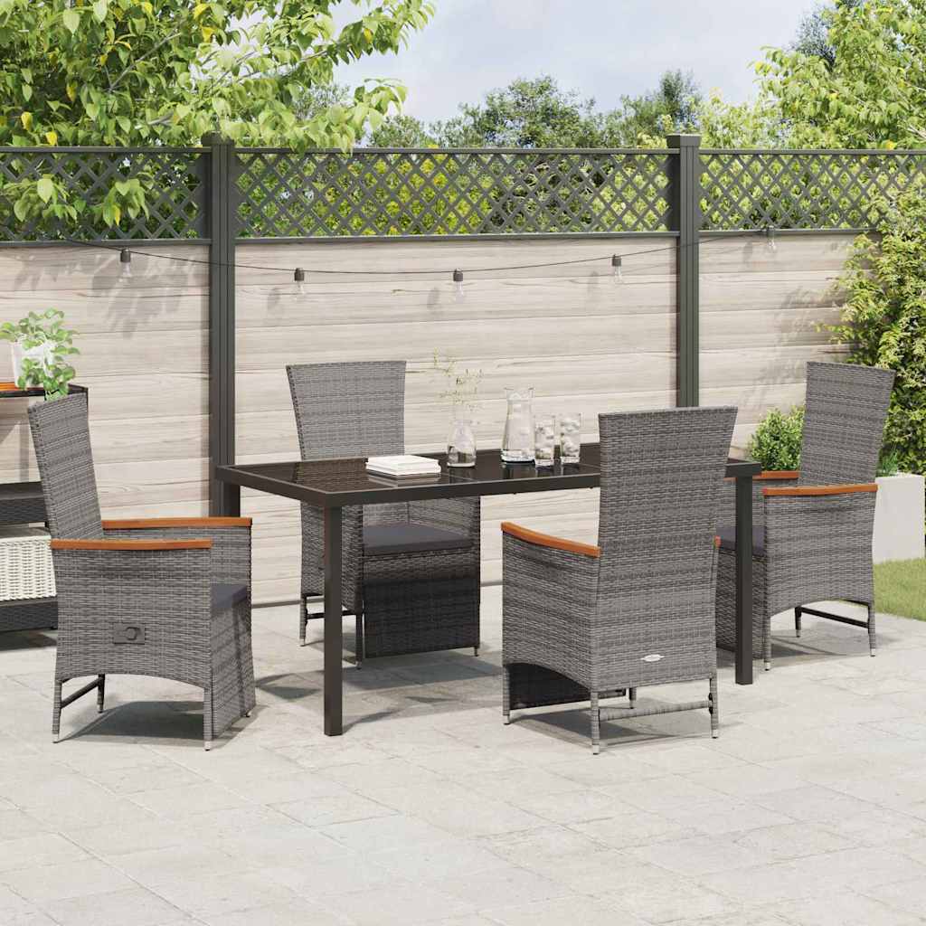 Ensemble de salle à manger pour jardin 5 pcs Gris polyrotin - XIOS