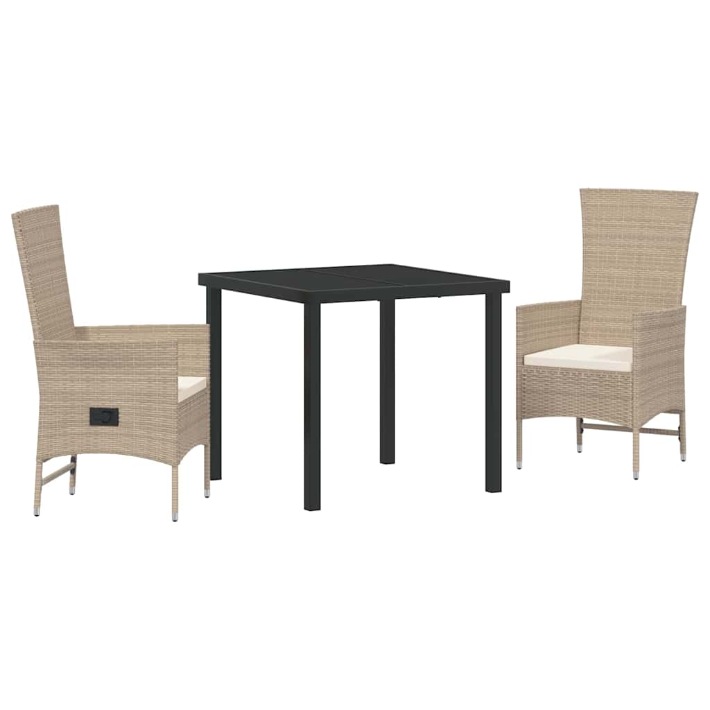 Ensemble de salle à manger pour jardin 3 pcs Beige polyrotin - XIOS