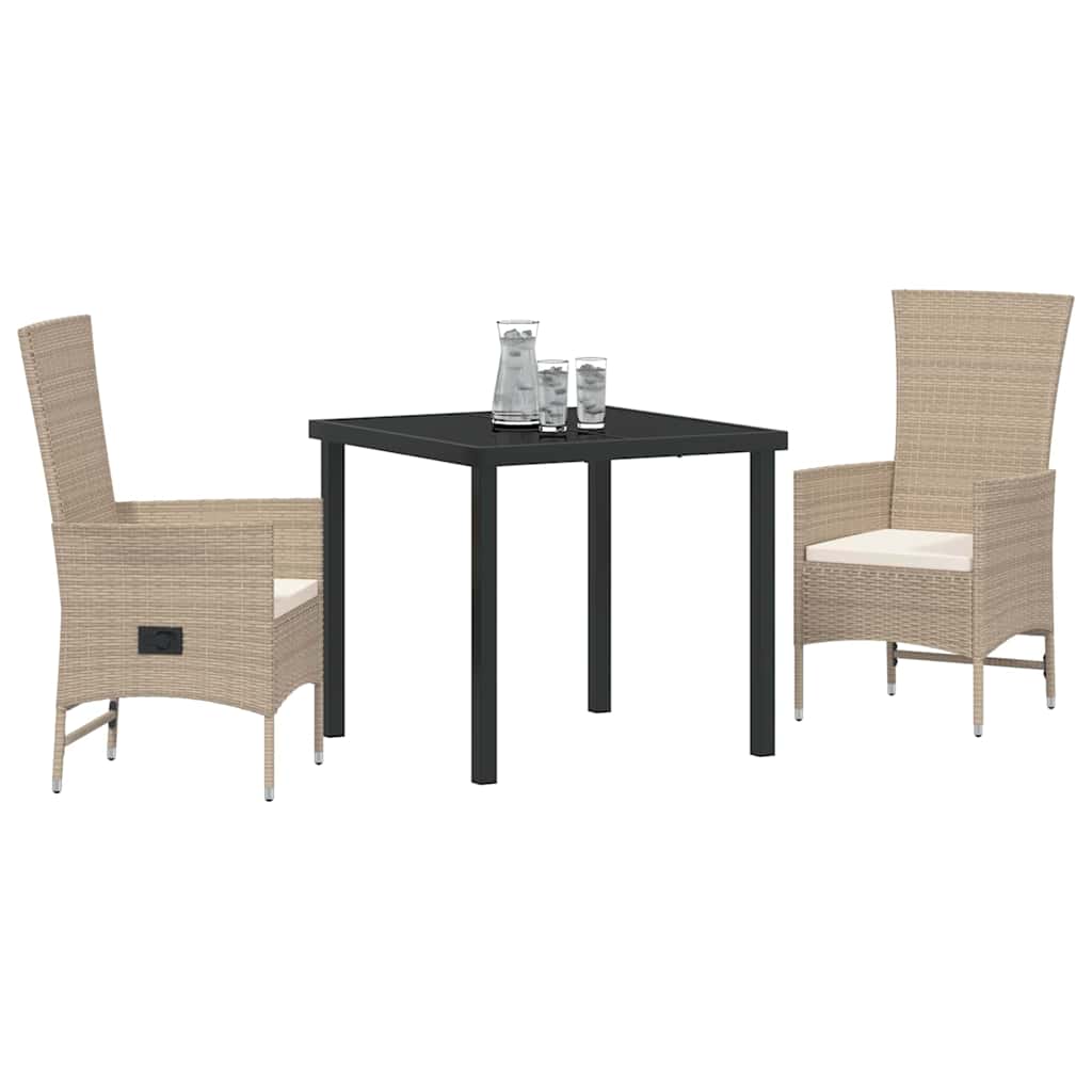 Ensemble de salle à manger pour jardin 3 pcs Beige polyrotin - XIOS