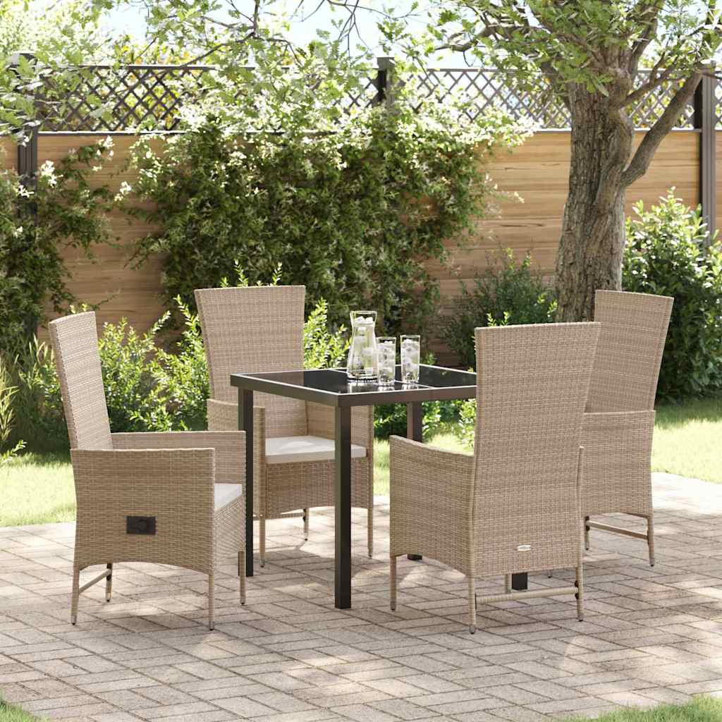 Ensemble de salle à manger pour jardin 5 pcs Beige polyrotin - XIOS
