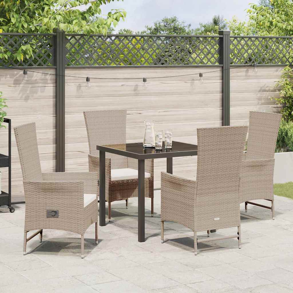 Ensemble de salle à manger pour jardin 5 pcs Beige polyrotin - XIOS