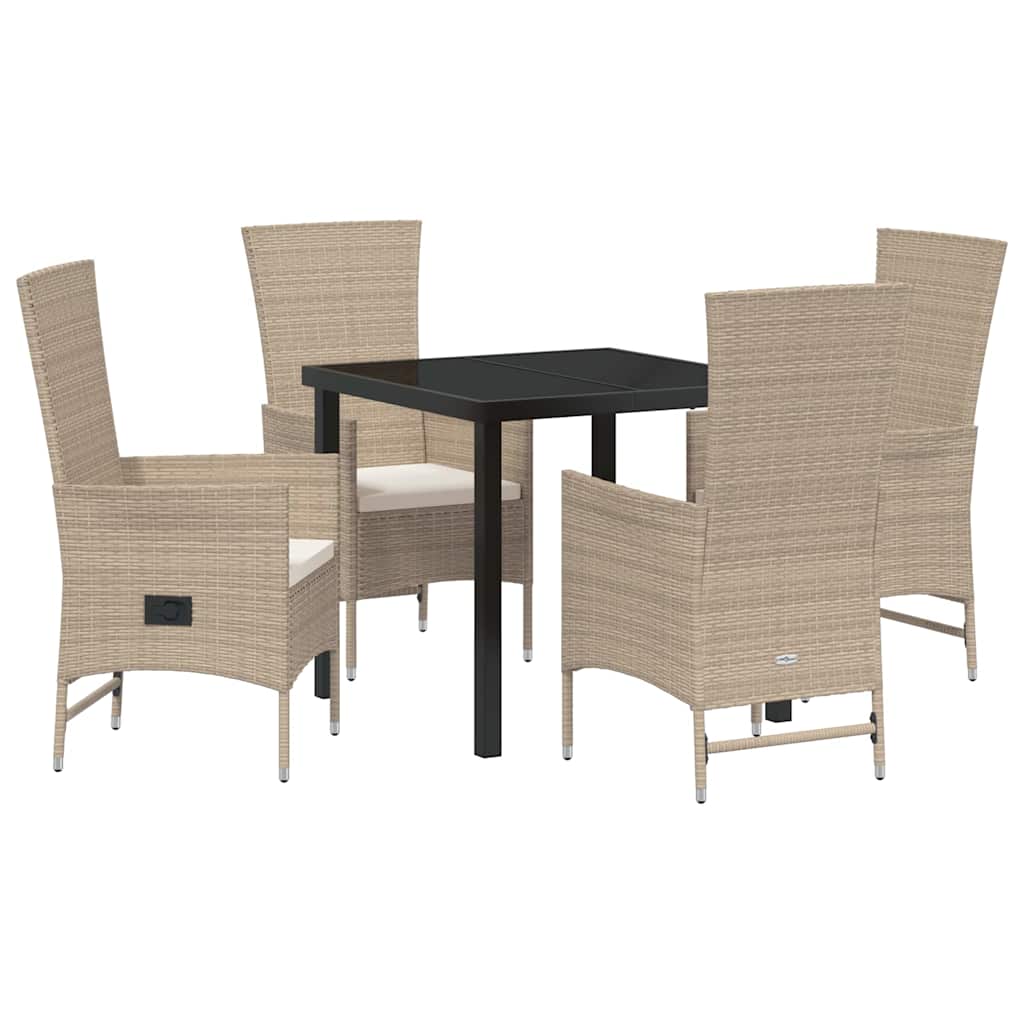 Ensemble de salle à manger pour jardin 5 pcs Beige polyrotin - XIOS