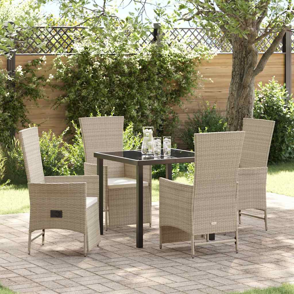Ensemble de salle à manger pour jardin 5 pcs Beige polyrotin - XIOS