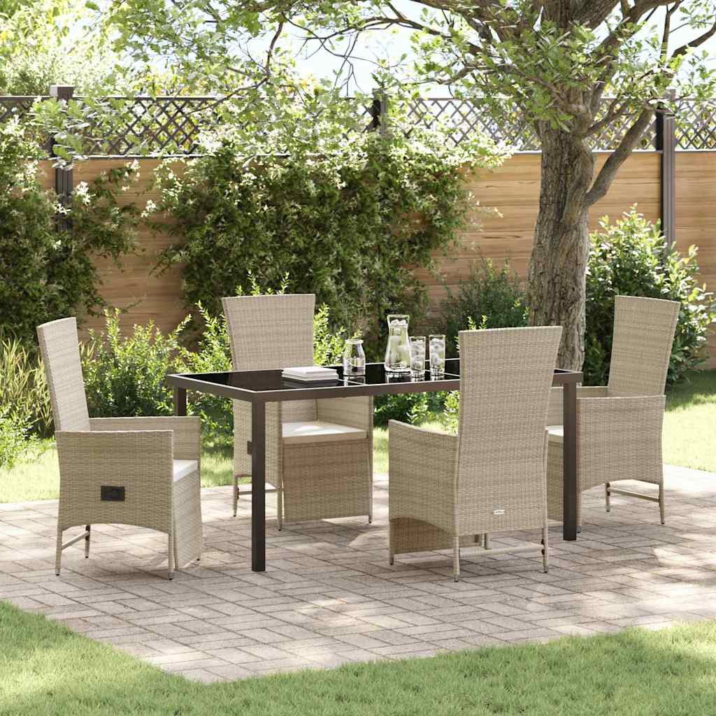 Ensemble de salle à manger pour jardin 5 pcs Beige polyrotin - XIOS
