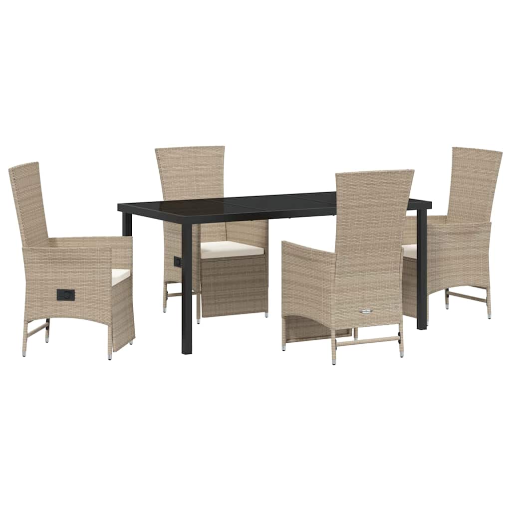Ensemble de salle à manger pour jardin 5 pcs Beige polyrotin - XIOS