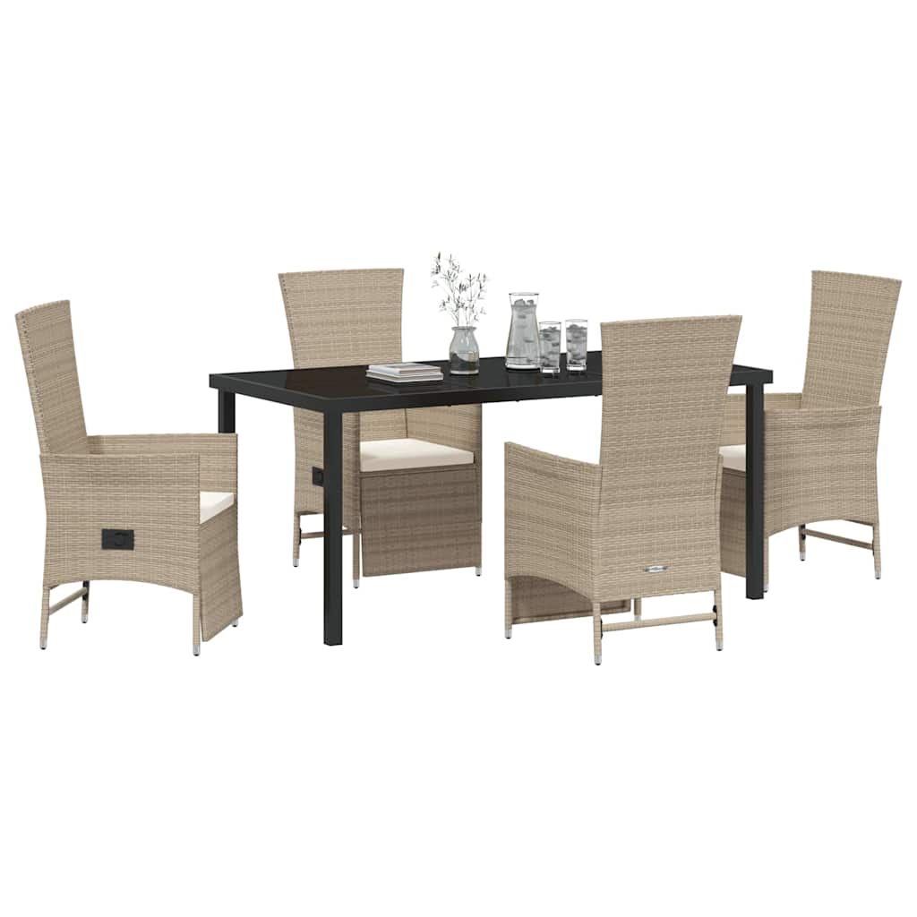 Ensemble de salle à manger pour jardin 5 pcs Beige polyrotin - XIOS