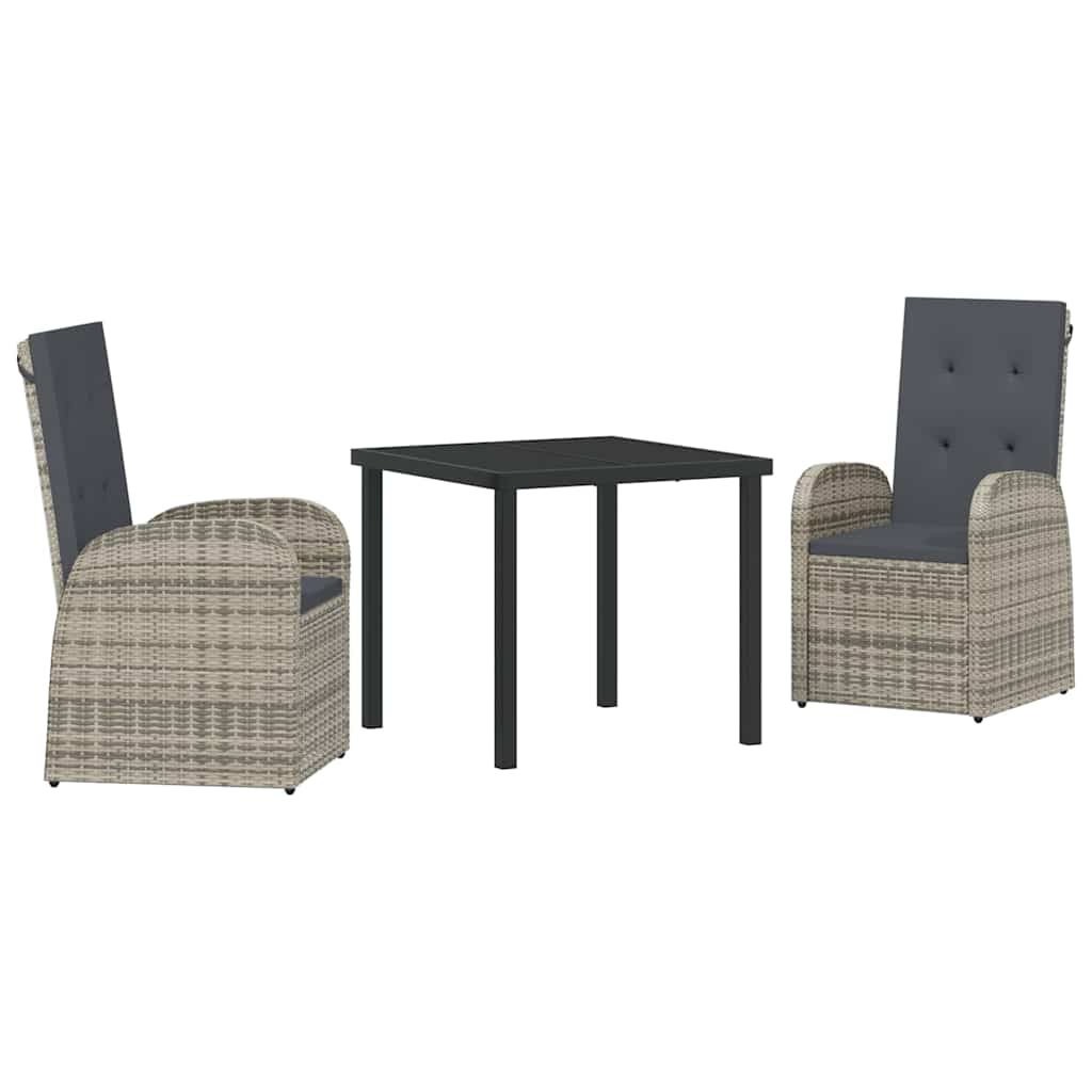 Ensemble de salle à manger pour jardin 3 pcs Gris polyrotin - XIOS