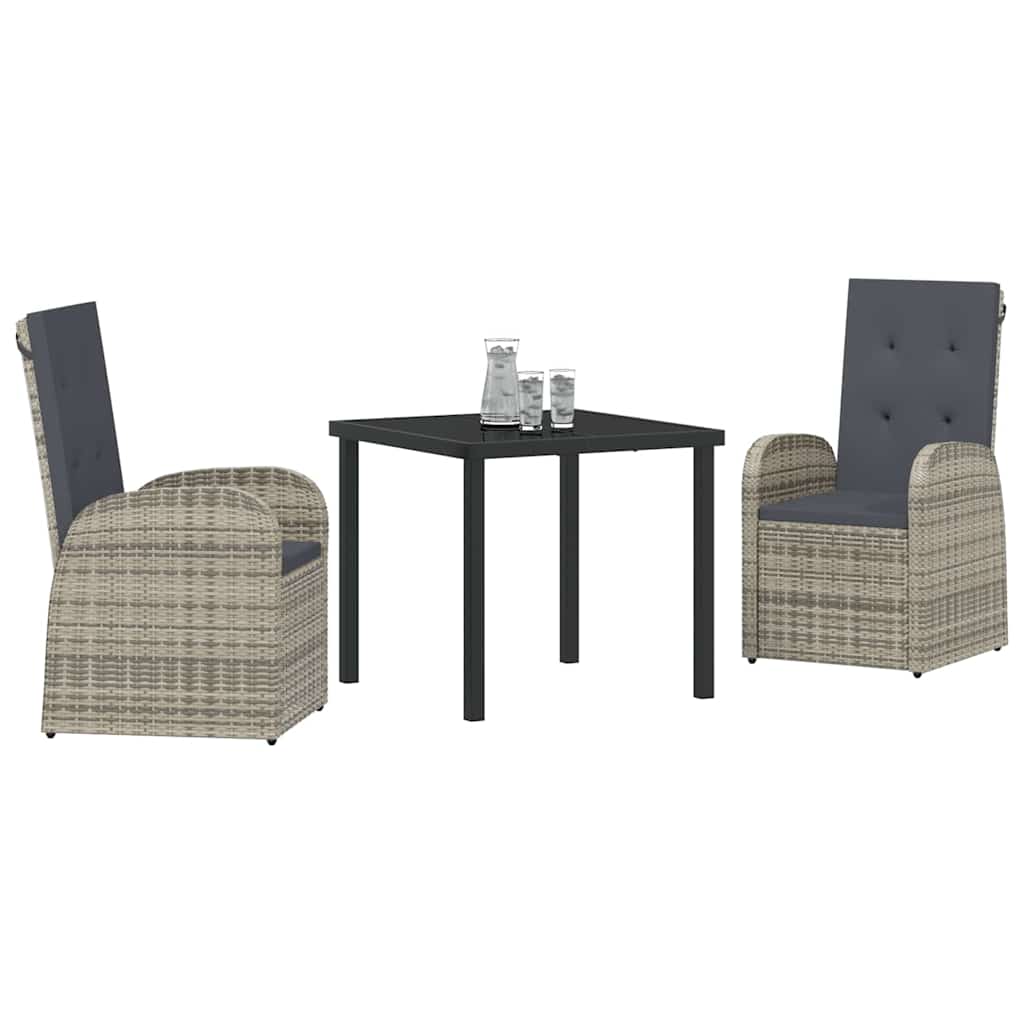 Ensemble de salle à manger pour jardin 3 pcs Gris polyrotin - XIOS