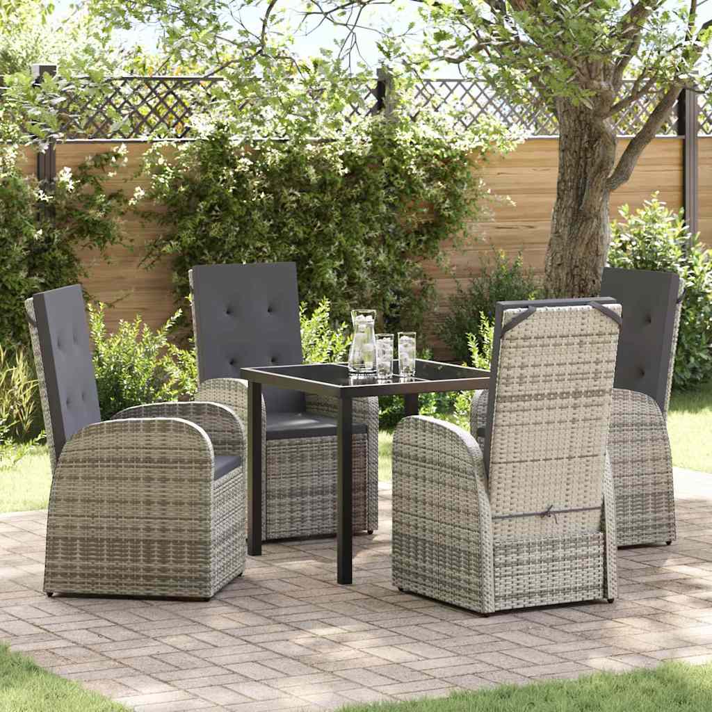 Ensemble de salle à manger pour jardin 5 pcs Gris polyrotin - XIOS