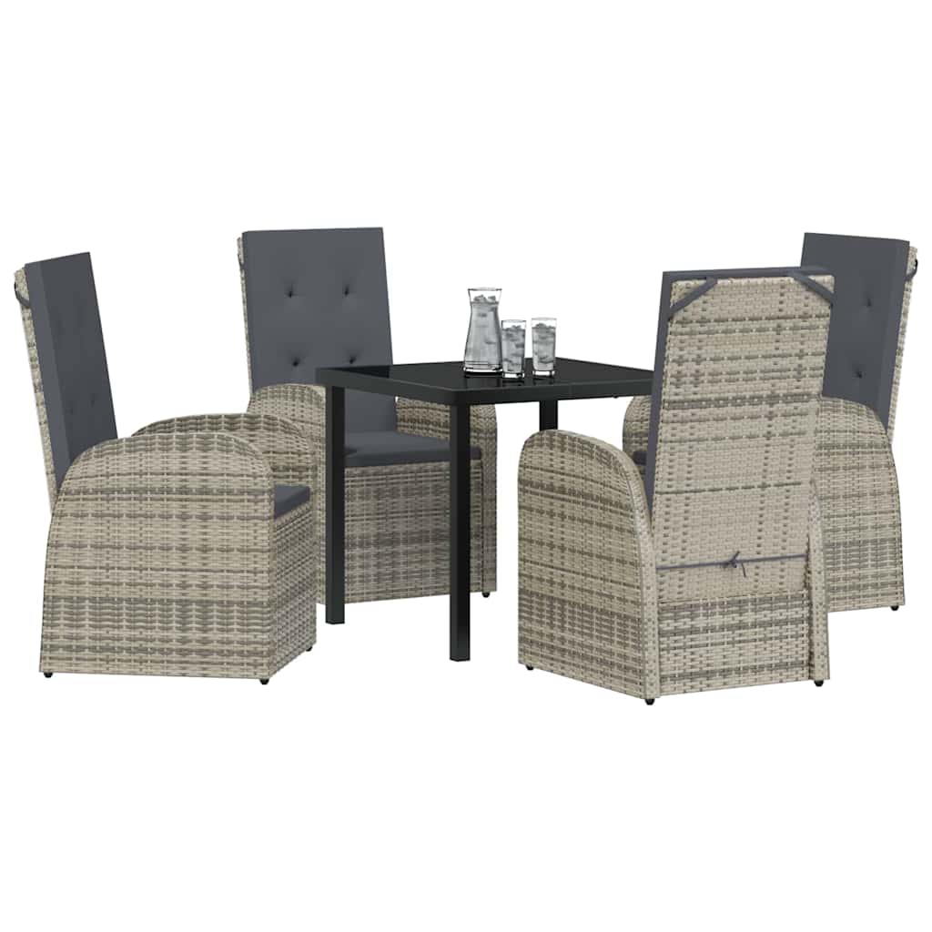 Ensemble de salle à manger pour jardin 5 pcs Gris polyrotin - XIOS