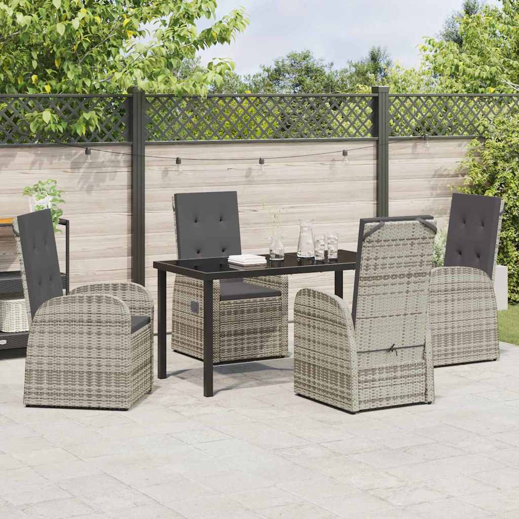 Ensemble de salle à manger pour jardin 5 pcs Gris polyrotin - XIOS