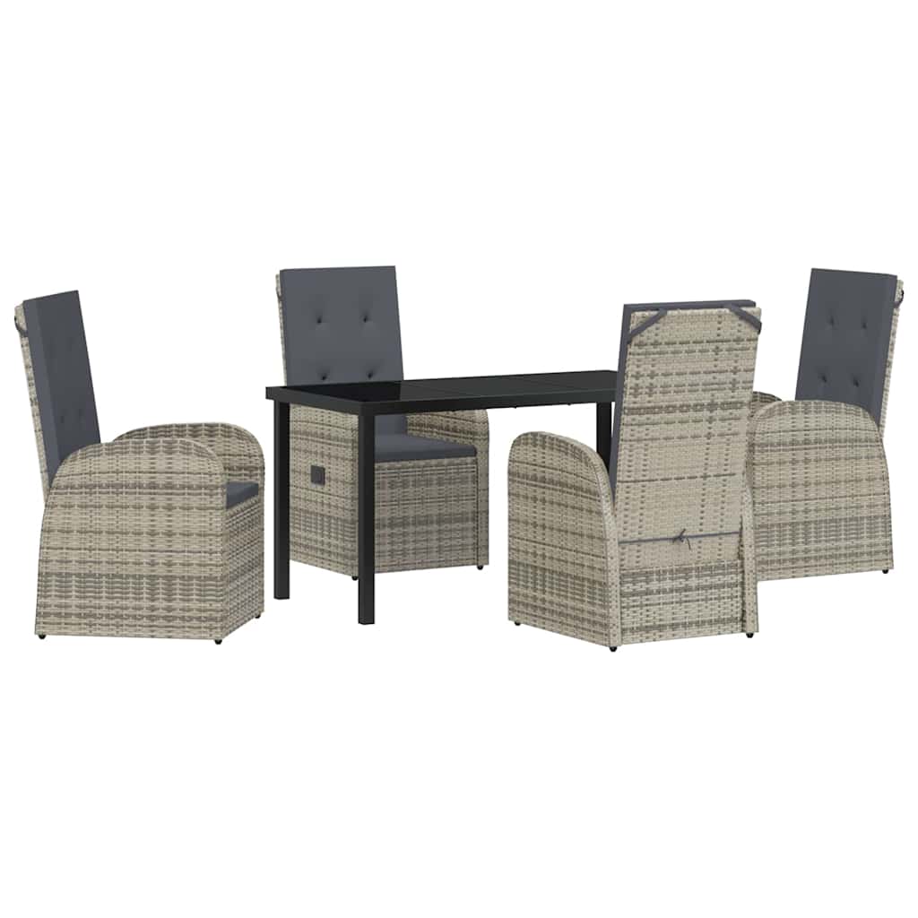 Ensemble de salle à manger pour jardin 5 pcs Gris polyrotin - XIOS