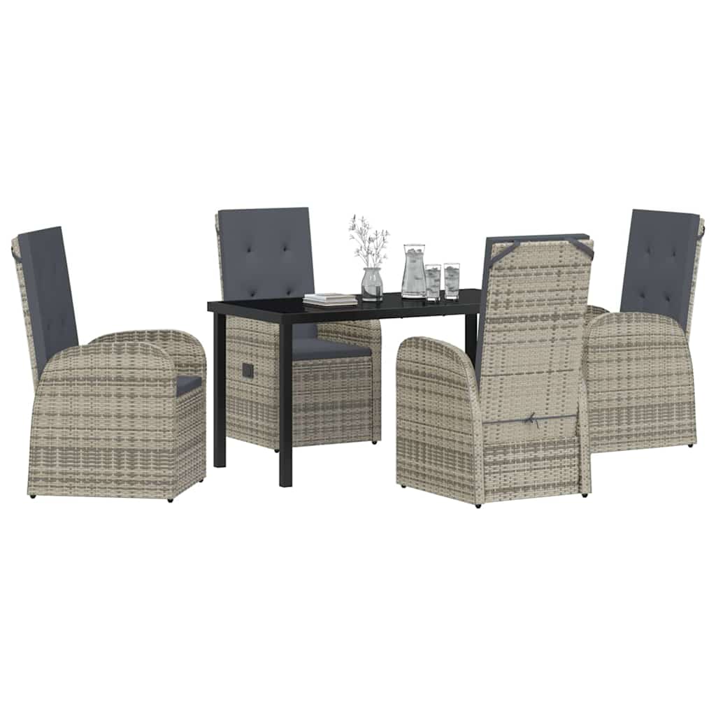 Ensemble de salle à manger pour jardin 5 pcs Gris polyrotin - XIOS