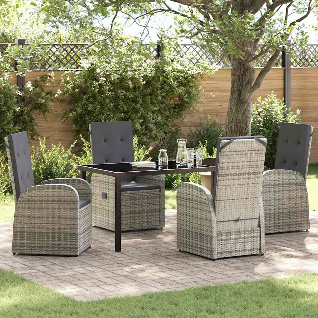 Ensemble de salle à manger pour jardin 5 pcs Gris polyrotin - XIOS