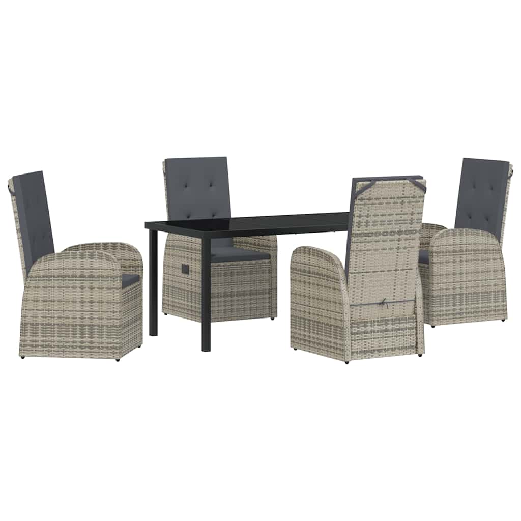 Ensemble de salle à manger pour jardin 5 pcs Gris polyrotin - XIOS