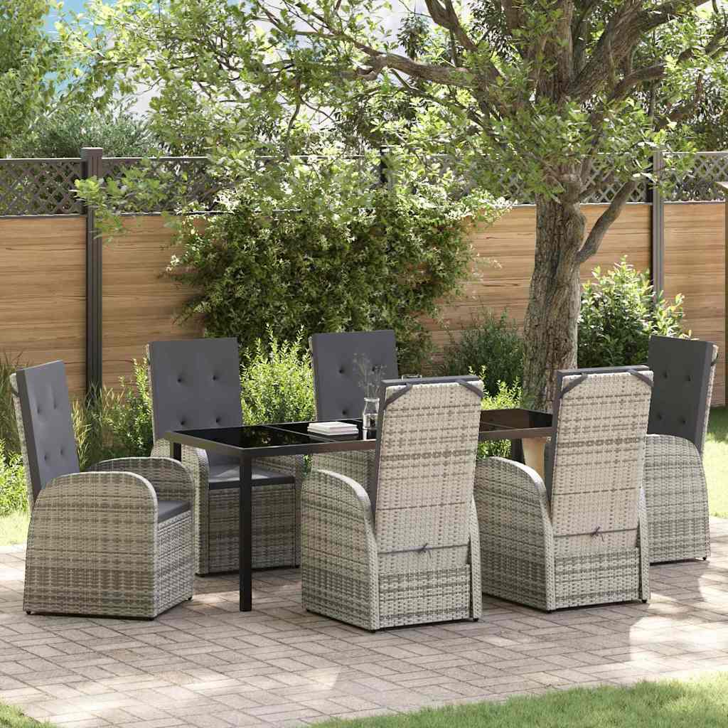 Ensemble de salle à manger pour jardin 7 pcs Gris polyrotin - XIOS