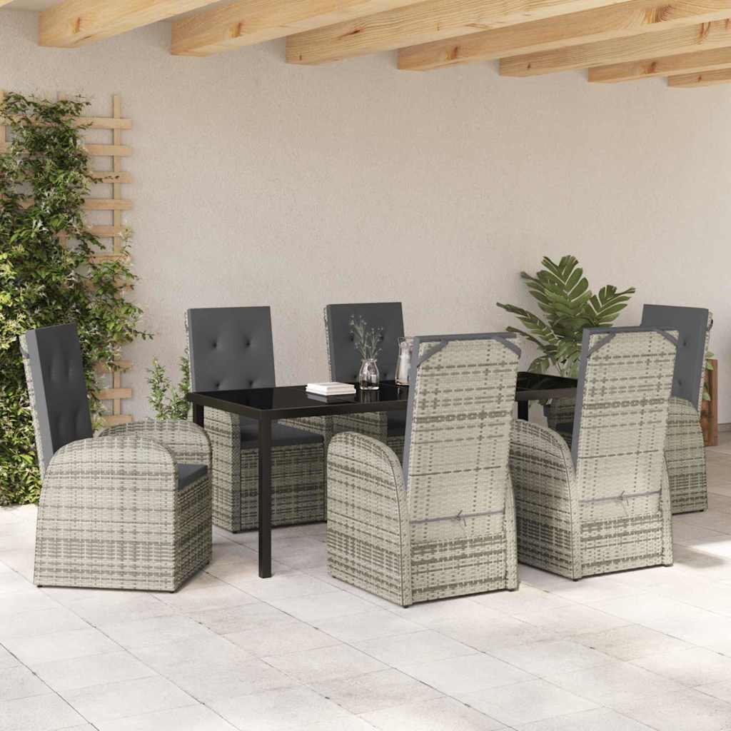 Ensemble de salle à manger pour jardin 7 pcs Gris polyrotin - XIOS