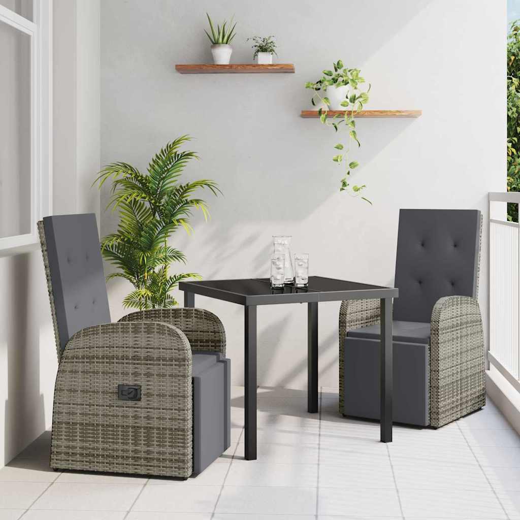 Ensemble de salle à manger pour jardin 3 pcs Gris polyrotin - XIOS