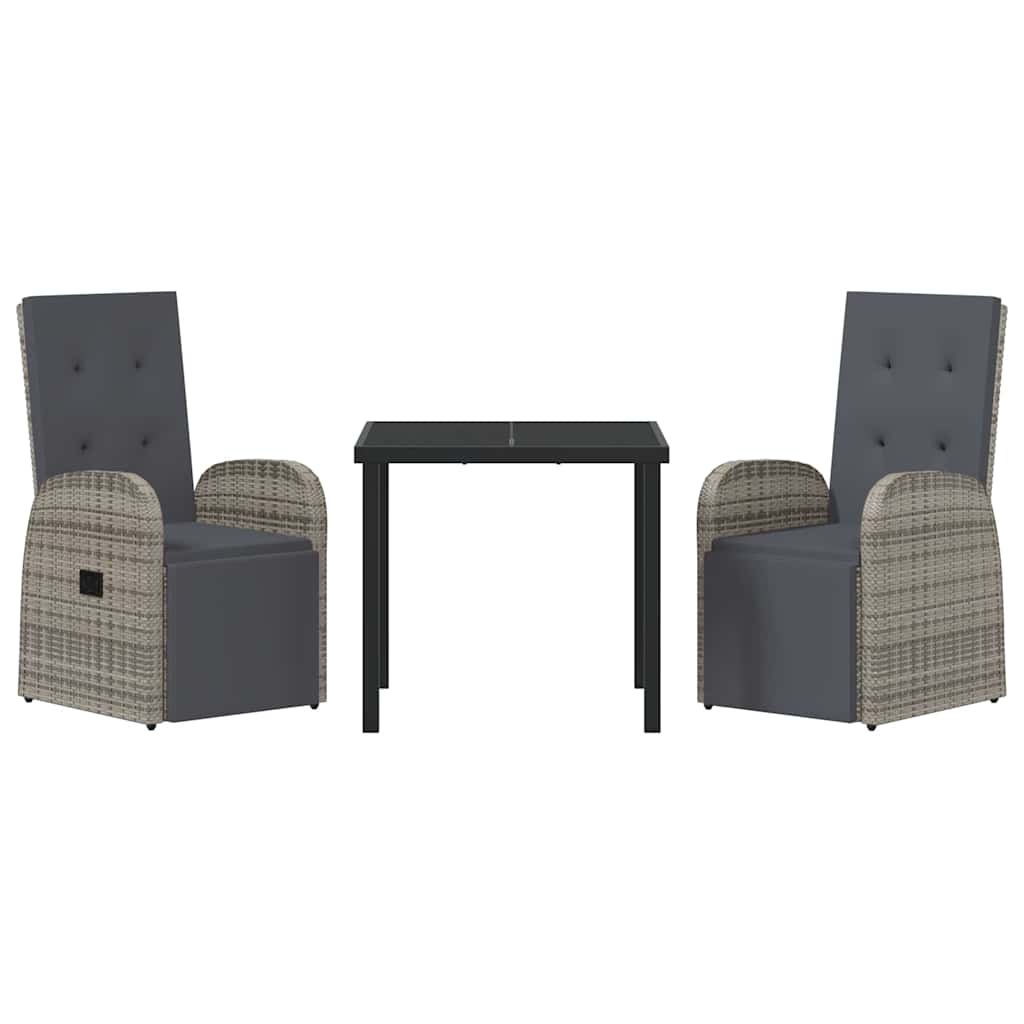 Ensemble de salle à manger pour jardin 3 pcs Gris polyrotin - XIOS