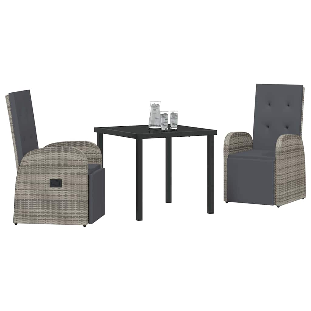 Ensemble de salle à manger pour jardin 3 pcs Gris polyrotin - XIOS