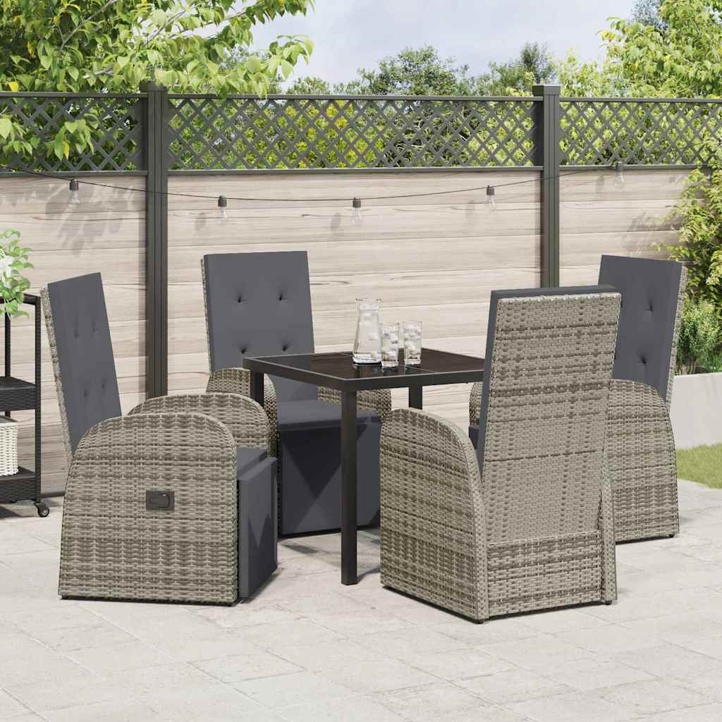 Ensemble de salle à manger pour jardin 5 pcs Gris polyrotin - XIOS