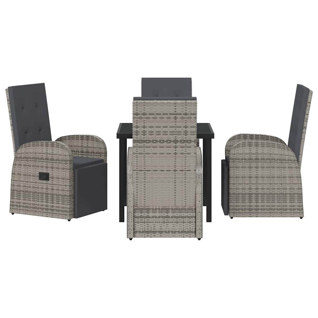 Ensemble de salle à manger pour jardin 5 pcs Gris polyrotin - XIOS