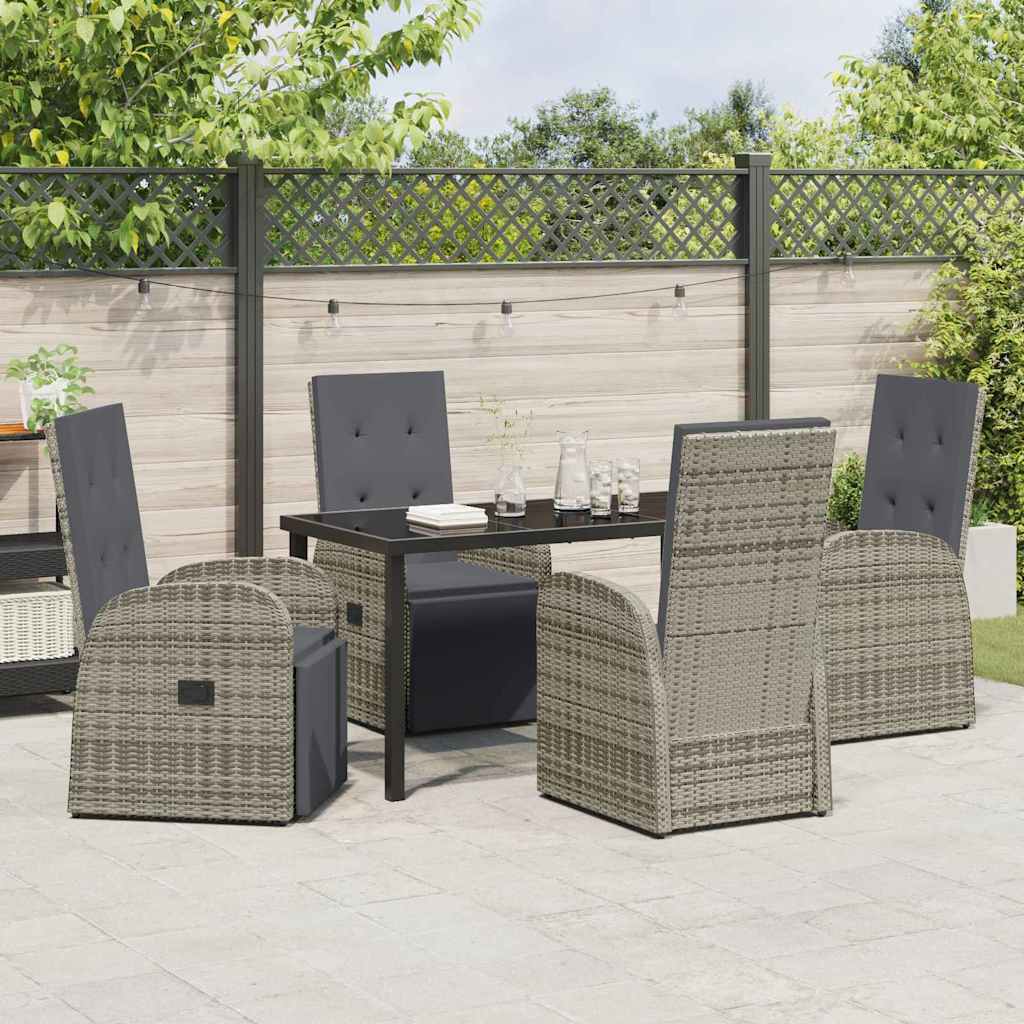 Ensemble de salle à manger pour jardin 5 pcs Gris polyrotin - XIOS