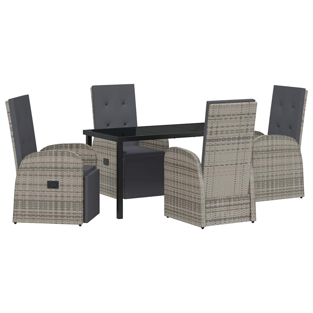 Ensemble de salle à manger pour jardin 5 pcs Gris polyrotin - XIOS